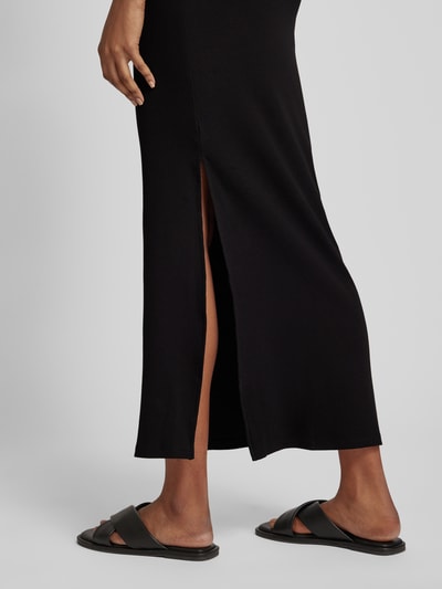 Gestuz Maxi-jurk in riblook, model 'Drew' Zwart - 3