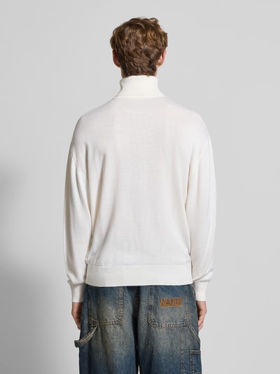 BLKVIS Rollkragenpullover mit gerippten Abschlüssen Modell 'Script' Offwhite 5