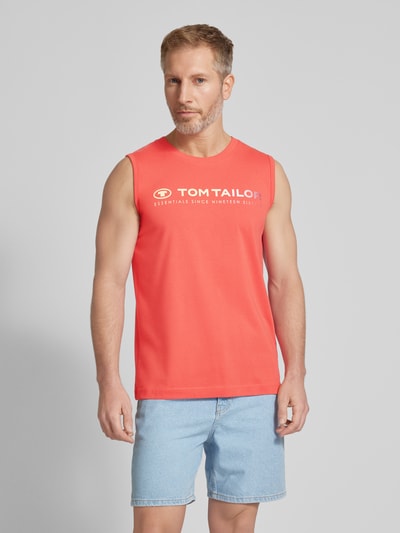 Tom Tailor Tanktop met labelprint Koraal - 4