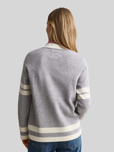 GANT Cardigan aus Wolle mit Logo-Stitching Hellgrau 5