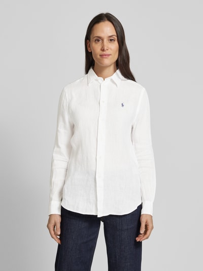 Polo Ralph Lauren Loose Fit Hemdbluse aus reinem Leinen mit Knopfleiste Weiss 4