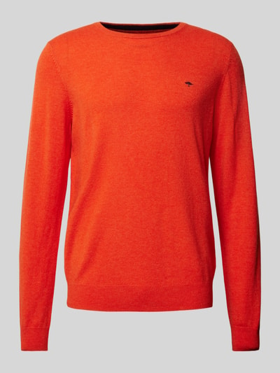 Fynch-Hatton Gebreide pullover met labelstitching Oranje - 2