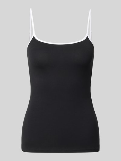 Productfoto, Top met Karree-halslijn van REVIEW, zwart met witte spaghettibandjes, aansluitende pasvorm, katoenmix met biokatoen