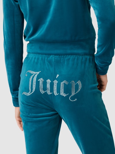 Juicy Couture Sweatpants mit Strasssteinbesatz Modell 'TINA' Petrol 3