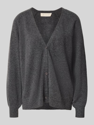 Produktfoto, dunkelgraue Regular Fit Strickjacke aus Schurwoll-Kaschmir-Mix Modell 'CESTINO' von MM by Max Mara, Damen Strickjacke.