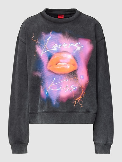 HUGO Sweatshirt met motiefprint, model 'Deroxina' Zwart - 2