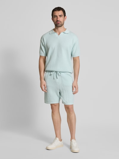 BOSS Orange Regular Fit Sweatshorts mit Strukturmuster Modell 'Amoffle' Hellblau 1