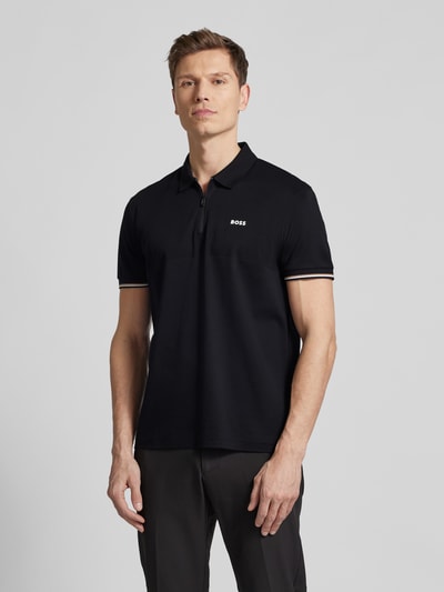 BOSS Green Poloshirt met labeldetail, model 'Philix' Zwart - 4