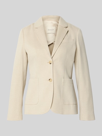 Produktfoto, Regular Fit Blazer mit Reverskragen von Gant, Beige, Baumwoll-Mix, Aufgesetzte Taschen, 2-Knopfleiste, strukturierte Oberfläche