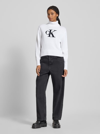 Calvin Klein Jeans Gebreide coltrui, model 'CHENILLE' Wit - 1