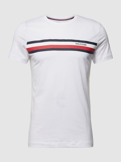 Tommy Hilfiger Slim Fit T-Shirt mit Label-Print Weiss 2