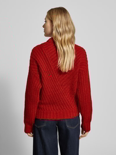 Mustang Strickpullover mit gerippten Abschlüssen Modell 'Erin' Rot 5