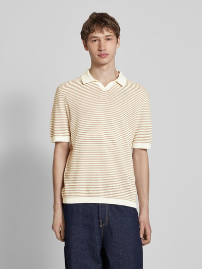 Only & Sons Poloshirt met ribboorden, model 'KIAN' Offwhite - 4