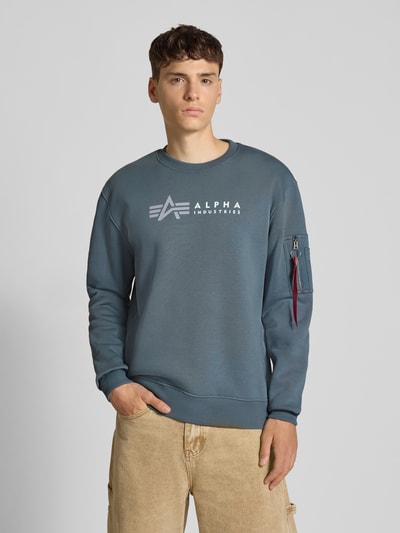 Alpha Industries Sweatshirt mit Label-Print Hellblau 4