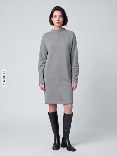 s.Oliver RED LABEL Knielanges Kleid mit Seitenschlitzen Mittelgrau 4