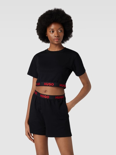 HUGO CLASSIFICATION Cropped T-Shirt mit Label-Detail Black 4