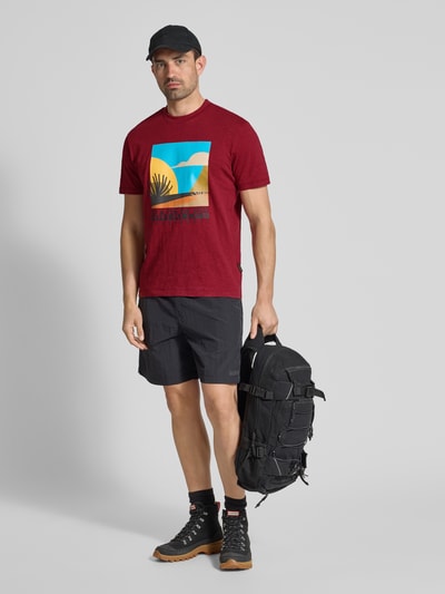Napapijri T-shirt met labelprint, model 'ARBIA' Bordeaux - 1