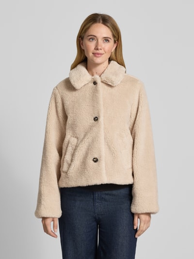Mazine Regular fit jack van imitatiebont met platte kraag Beige - 4