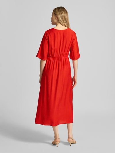 ICHI Midikleid aus Viskose-Mix mit Schmetterlingsärmeln Modell 'MELDA' Rot 5