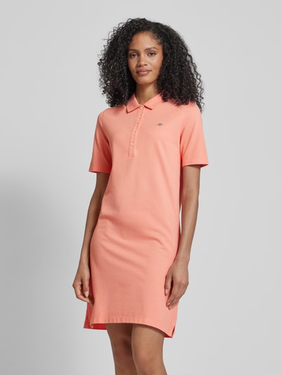 Gant Knielange polojurk met labelstitching Zalm - 4