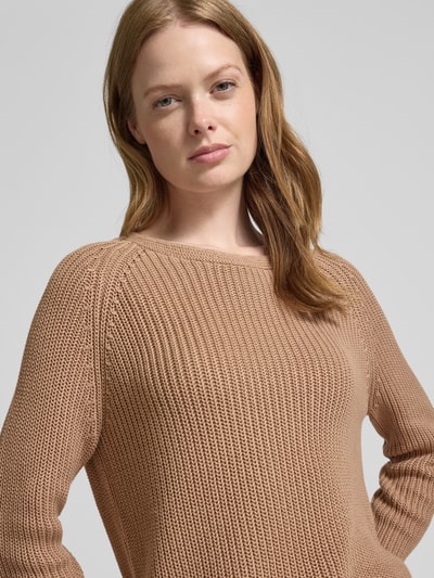 Fynch-Hatton Strickpullover mit gerippten Abschlüssen Hellbraun 3