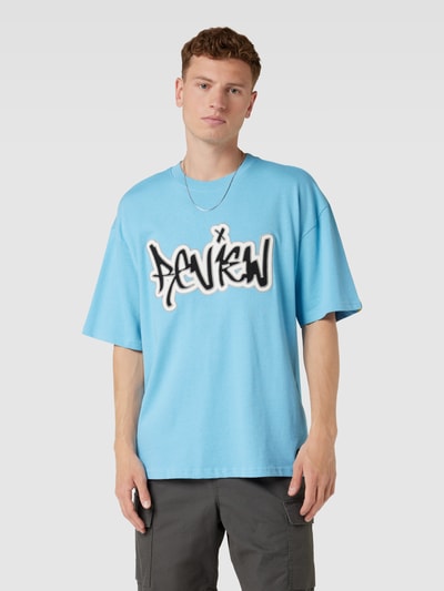 REVIEW Oversized T-shirt met graffitiprint Lichtblauw - 4