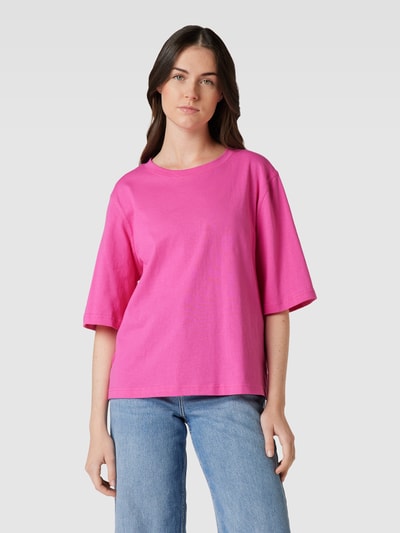 Jake*s Casual T-Shirt mit geripptem Rundhalsausschnitt Rosa 4