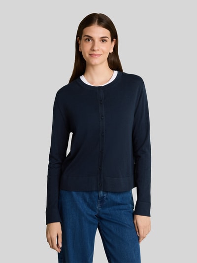 Tom Tailor Regular Fit Strickjacke aus Baumwoll-Mix mit Seiden-Anteil Marine 4