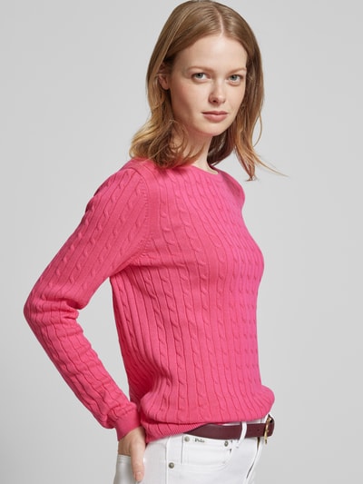 Christian Berg Woman Gebreide pullover met kabelpatroon Felroze - 3