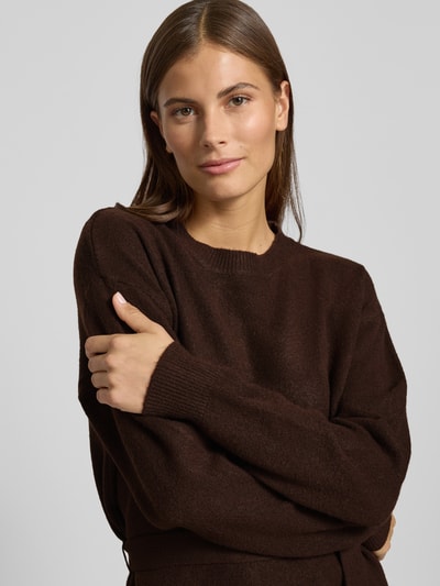 ICHI Relaxed Fit Kleid in Strick-Optik Modell 'Dasila' Dunkelbraun 3