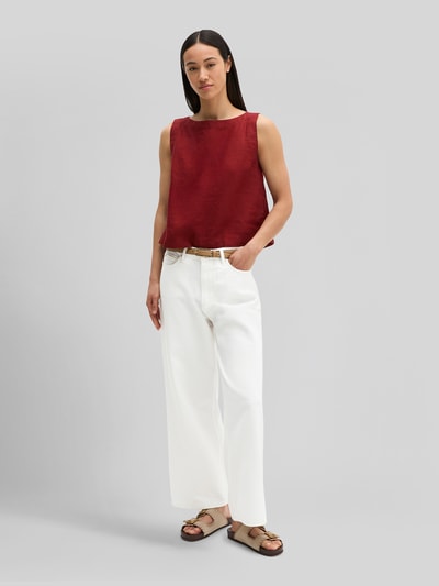 Marc O'Polo Top bluzkowy o kroju regular fit z czystego lnu Bordowy 1