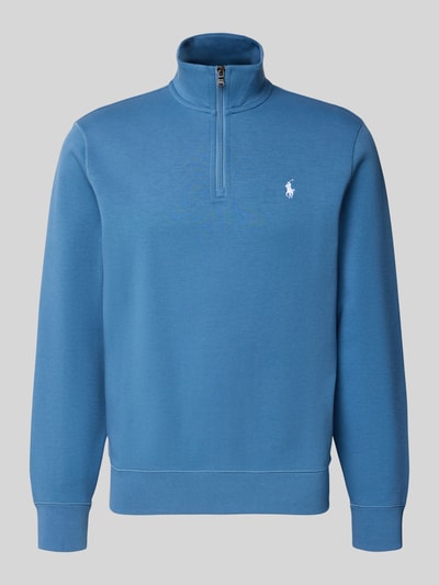 Produktfoto, Regular Fit Sweatshirt aus Baumwoll-Mix von Polo Ralph Lauren, efekt: jednolity kolor, krój regular fit, wyhaftowane logo, kołnierz zapinany, długi rękaw, mieszanka bawełny