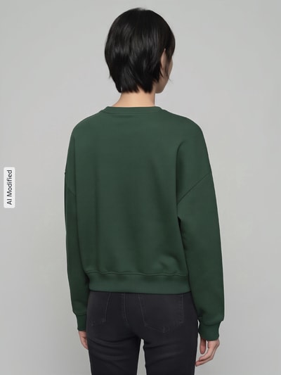 ONLY Bluza o luźnym kroju z mieszanki bawełny model 'SWEAT' Ciemnozielony melanż 5