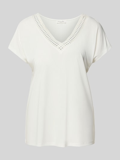 Christian Berg Woman T-Shirt aus Modal-Mix mit V-Ausschnitt Offwhite 2