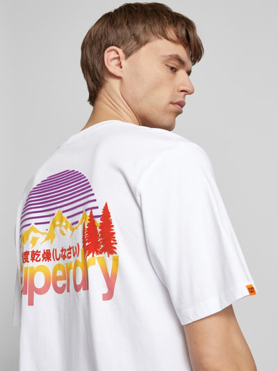 Superdry T-shirt z detalem z logo Biały 3