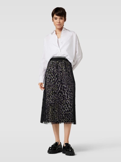 Marc Cain Midirok met label- en dierenprint Zwart - 1