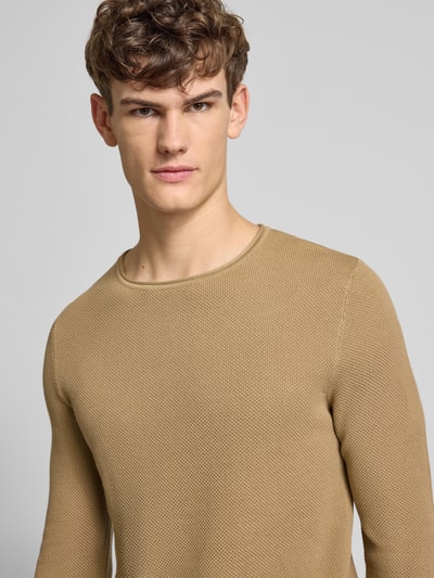 REVIEW Basic Strickpullover mit Rundhalsausschnitt und Rollkanten Taupe 3