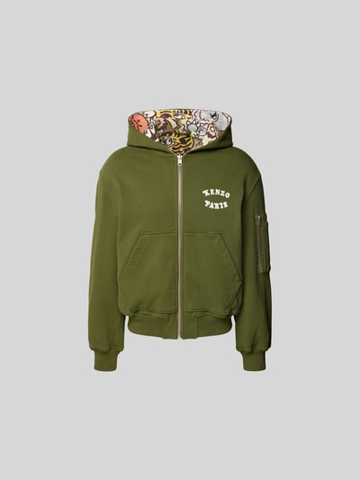 Kenzo Sweatjacke mit Label-Print Khaki 2