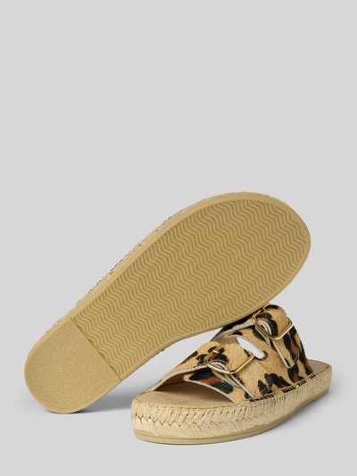 Espadrij Slides mit Dornschließe Modell 'Claquette' Mittelbraun 4