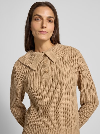 OPUS Gebreide pullover met ribboorden, model 'Proyer' Camel - 3