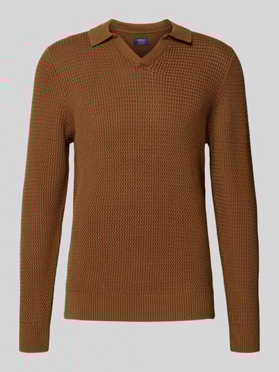 MCNEAL Gebreide pullover met ribboorden Hazelnoot - 2