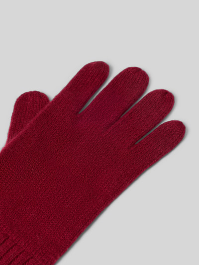 Produktfoto, Handschuhe aus reinem Kaschmir von Seeberger, rękawiczki z palcami z kaszmiru, Imitacja dzianiny, prążkowane ściągacze, kolor bordowy