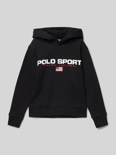 Polo Sport Hoodie met labelprint Zwart - 1