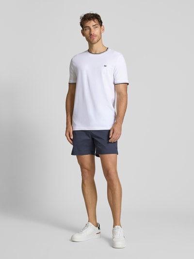 Christian Berg Men T-Shirt mit gerippten Abschlüssen Weiss 1