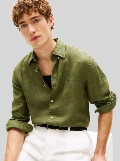 Tommy Hilfiger Regular Fit Freizeithemd aus reinem Leinen Khaki 3