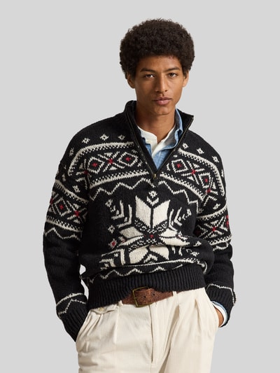 Polo Ralph Lauren Regular Fit Pullover aus Wolle mit Troyerkragen Black 4