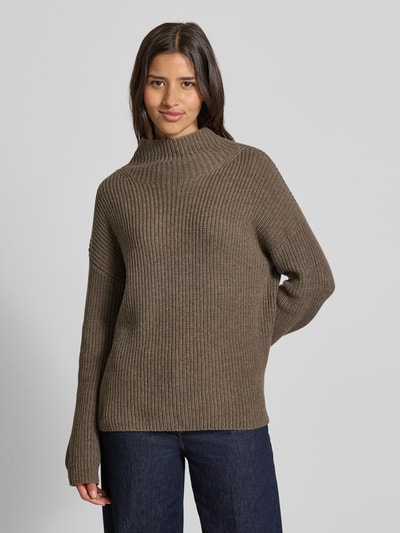 0039 Italy Loose fit gebreide pullover van een mix van kasjmier en wol, model 'LONA' Taupe - 4