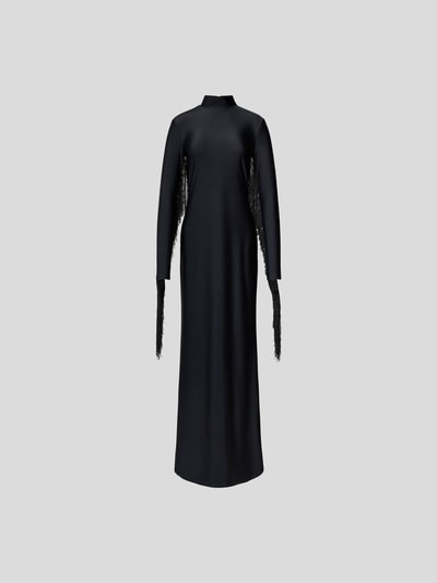 ROTATE Maxikleid mit Besatz aus Fransen Black 2