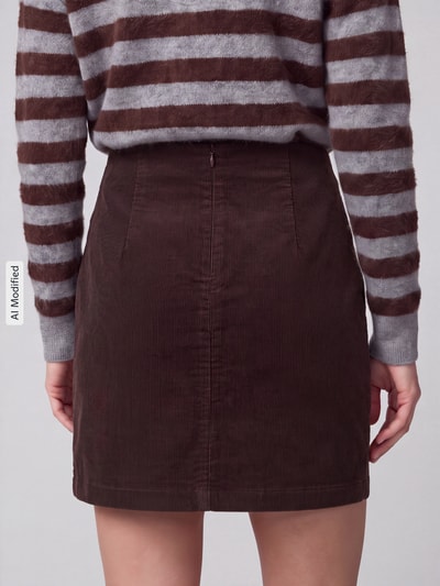 ONLY Lekko rozszerzana spódnica mini z mieszanka bawełny model 'FLORA' Czekoladowy 3