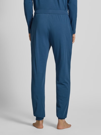 BOSS Spodnie dresowe o kroju regular fit z mieszanki bawełny Ciemnoniebieski 5